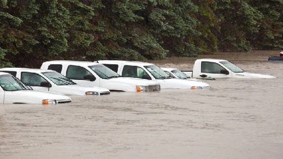 Vehicles Damaged In Flood