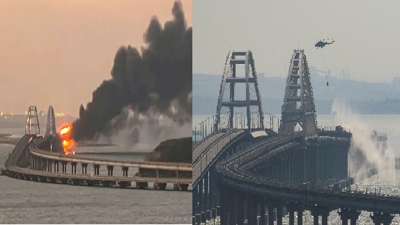 Ukraine blew up the 19 km long sea bridge connecting Crimea with Russia!