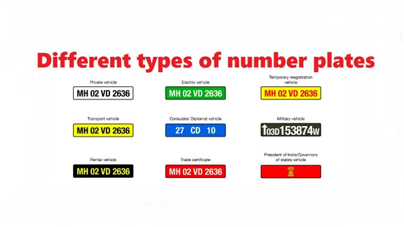 Different types number plates in India