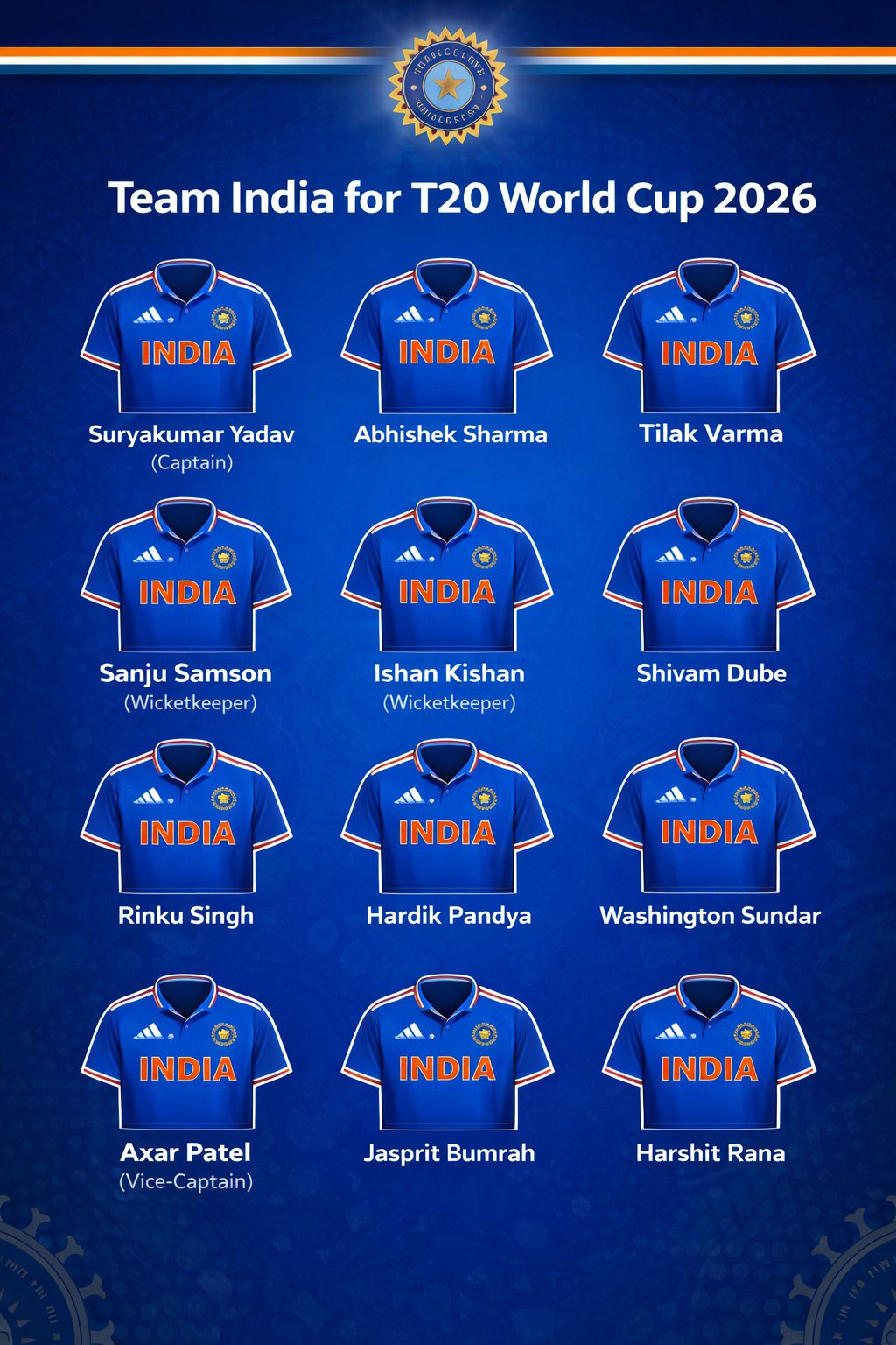 ટીમ ઈન્ડિયા(Team India)ની જાહેરાત કરી દેવામાં આવી છે.