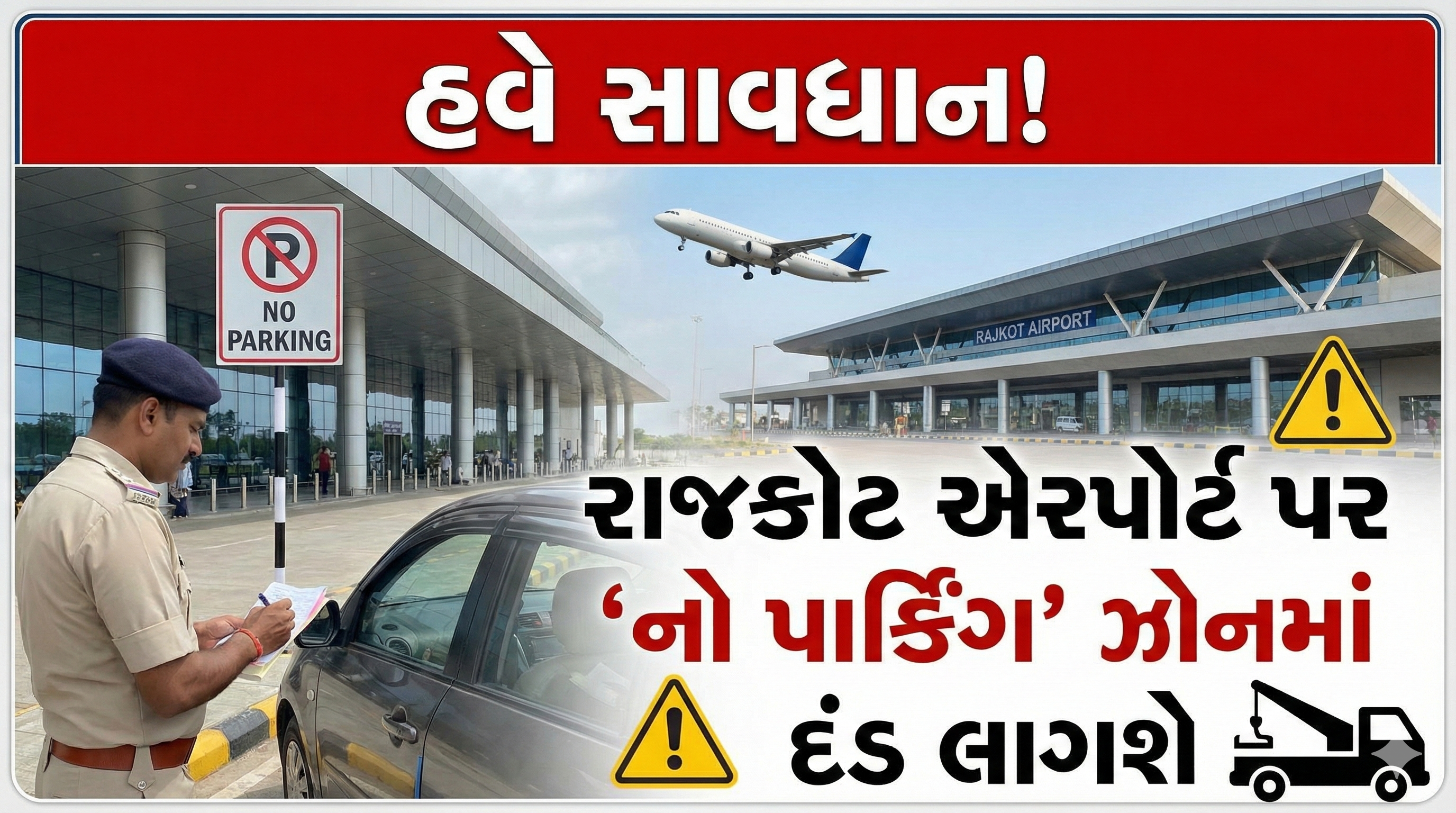 Rajkot International Airport: એપ્રોચ રોડ પર પાર્કિંગના નિયમ