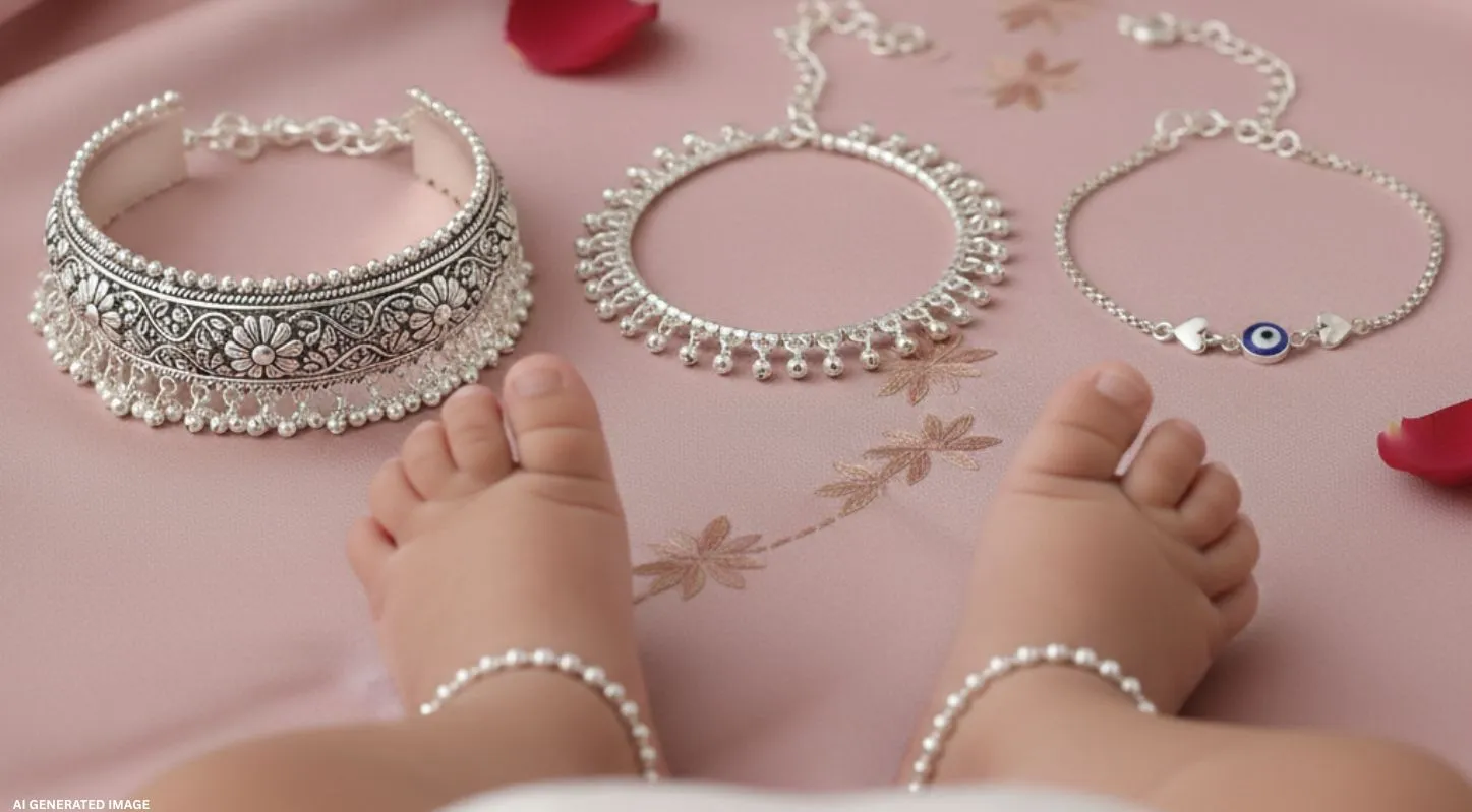 Baby Girl Silver Anklet, દીકરી, પગ, પાયલ