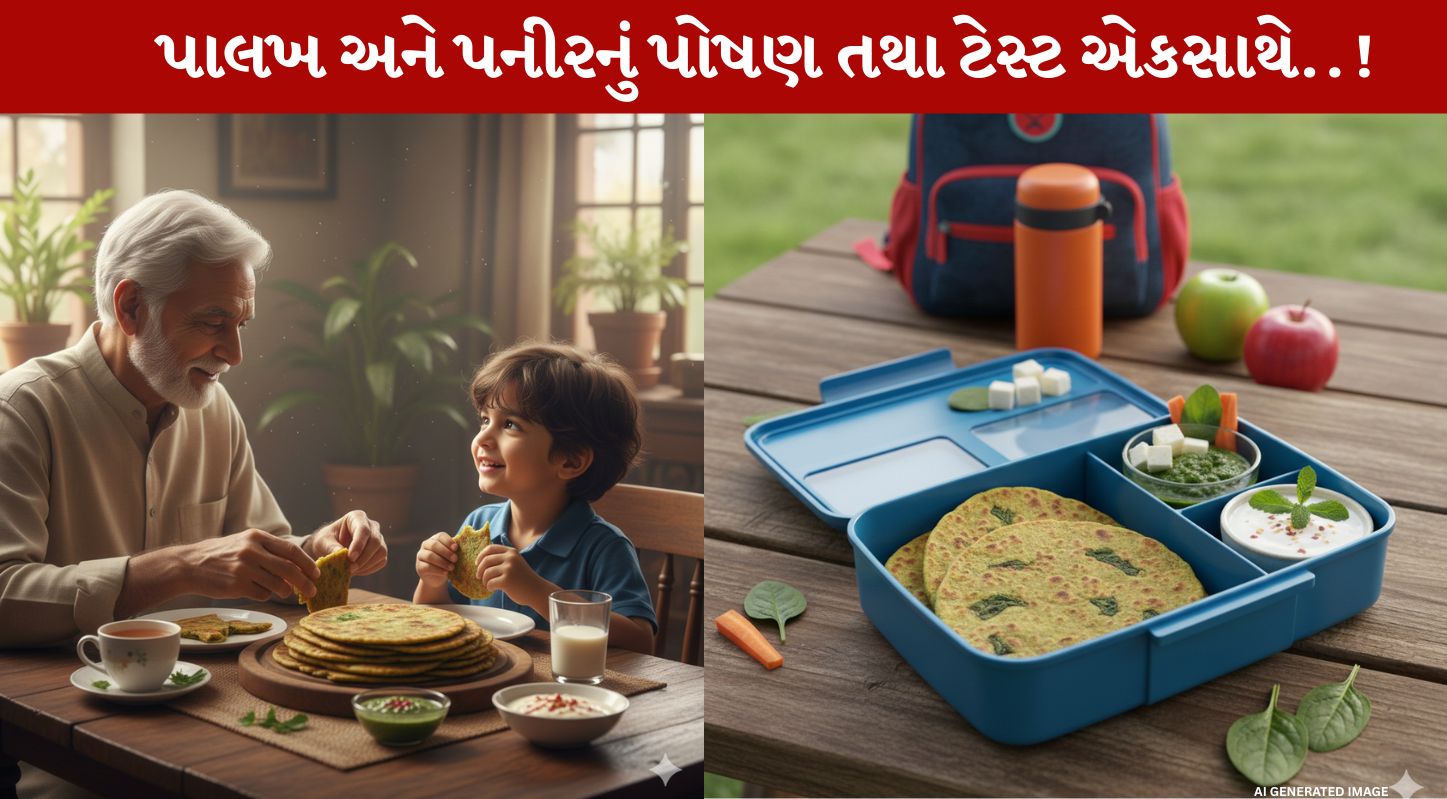 Palak Paneer Paratha,પાલખ પનીર પરોઠા, બાળકો,લંચ બોક્સ ,રેસિપી