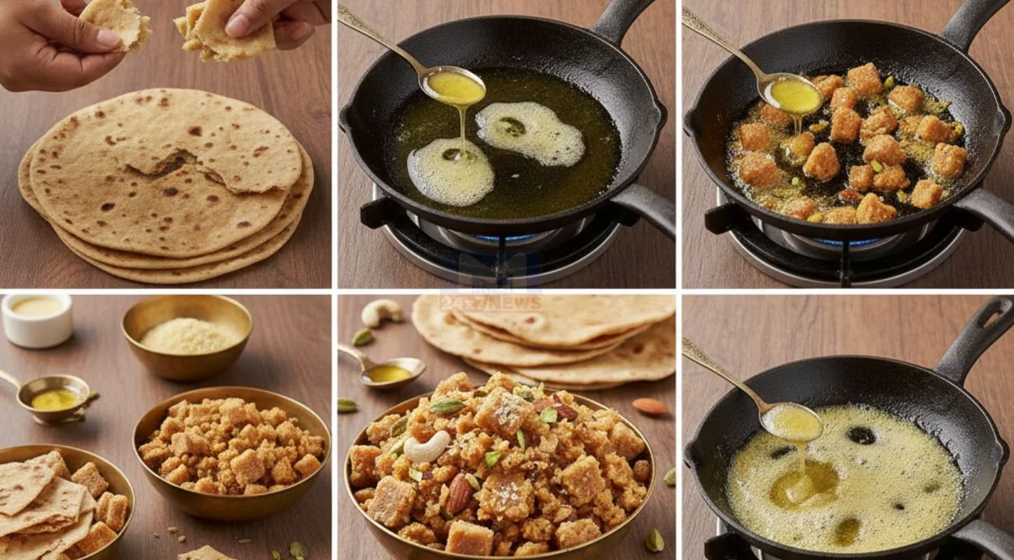 Churma Recipe ,ચૂરમાની રેસિપી, વધેલી રોટલીઓ, રીતે,બનાવો