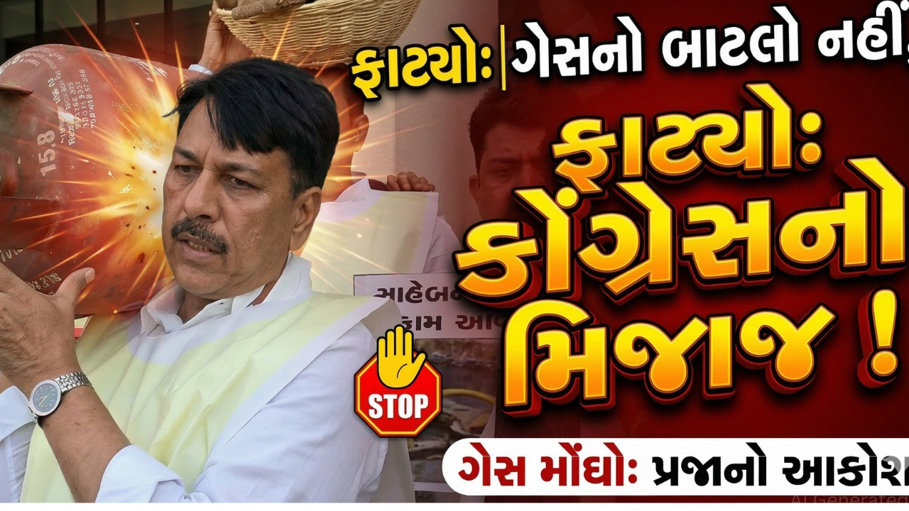 LPGને લઈને કોંગ્રેસનો વિધાનસભા બહાર આક્રમક વિરોધ
