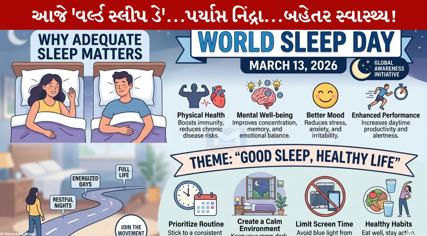 World Sleep Day 2026, નિંદ્રા, 13 મારચ, માનસિક સ્વાસ્થ્ય, 13 માર્ચ