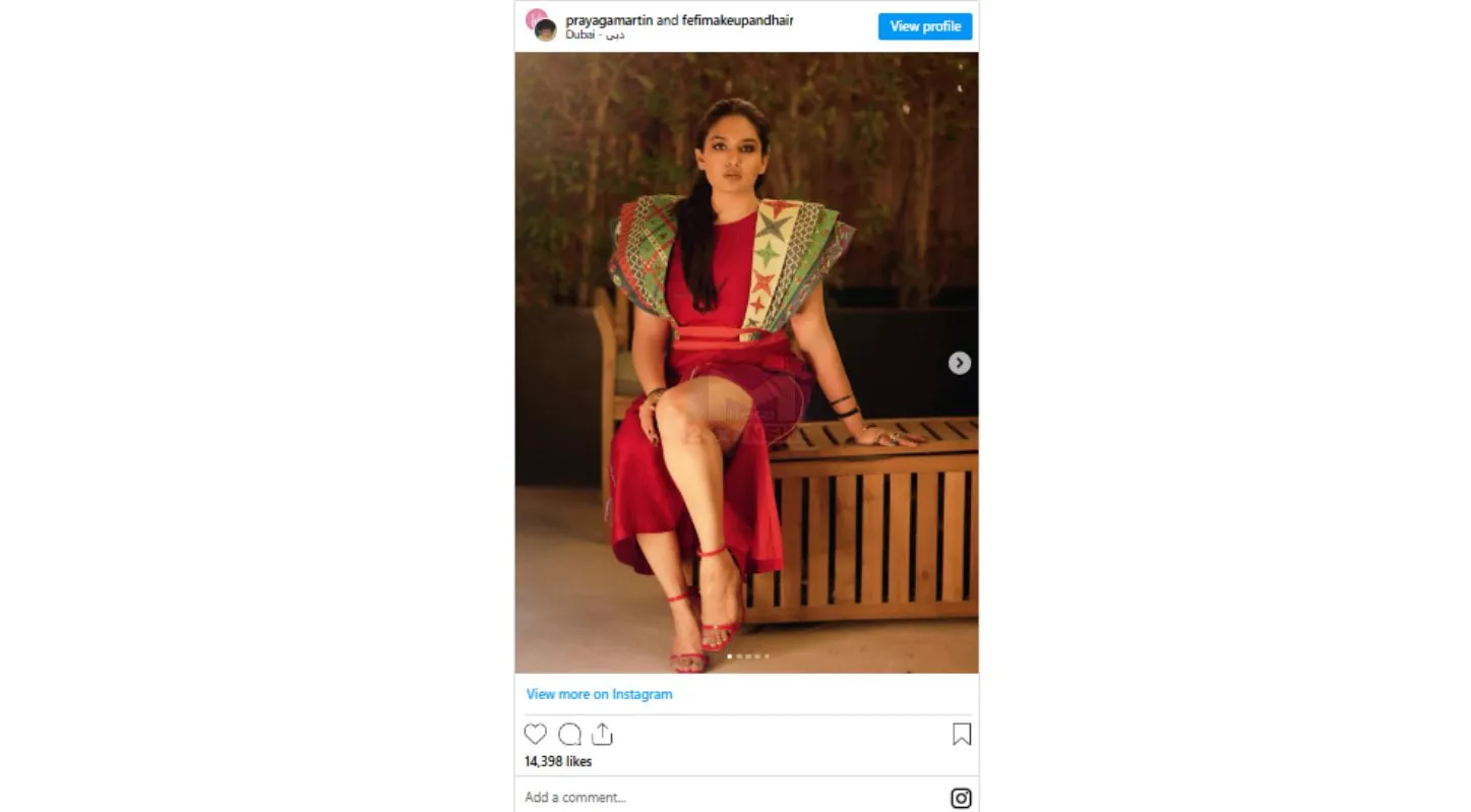Prayaga Martin, મલયાલમ, અભિનેત્રી, મલયાલમ સ્ટાર મોહનલાલ, સાઉથ સિનેમા