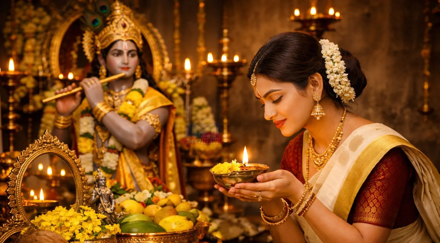 Vishu Kani 2026, વિષુ પર્વ, કેરળ, ભગવાન કૃષ્ણ, અરીસો