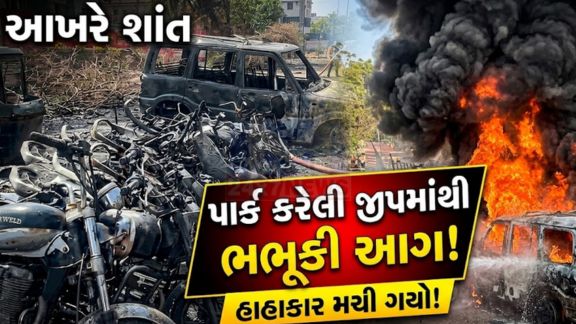 જૂનાગઢ શહેરના મેઘાણીનગર વિસ્તારમાં બપોરના સમયે ભીષણ આગ(Fire)ની ઘટના સામે આવી હતી