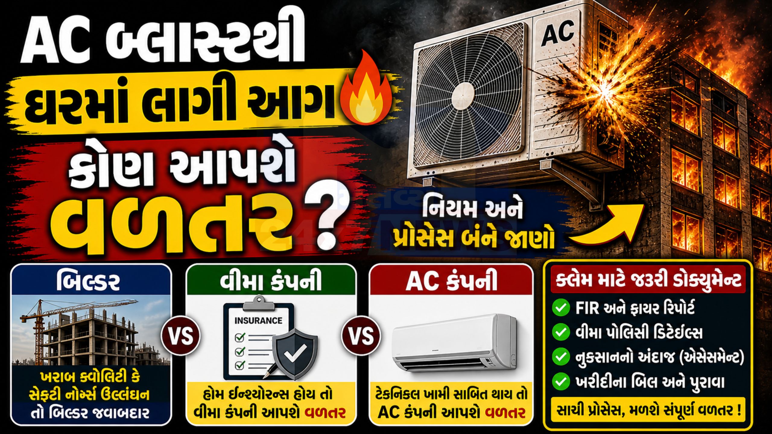 AC Blastથી લાગી આગ,વળતર માટે શું કરવું?