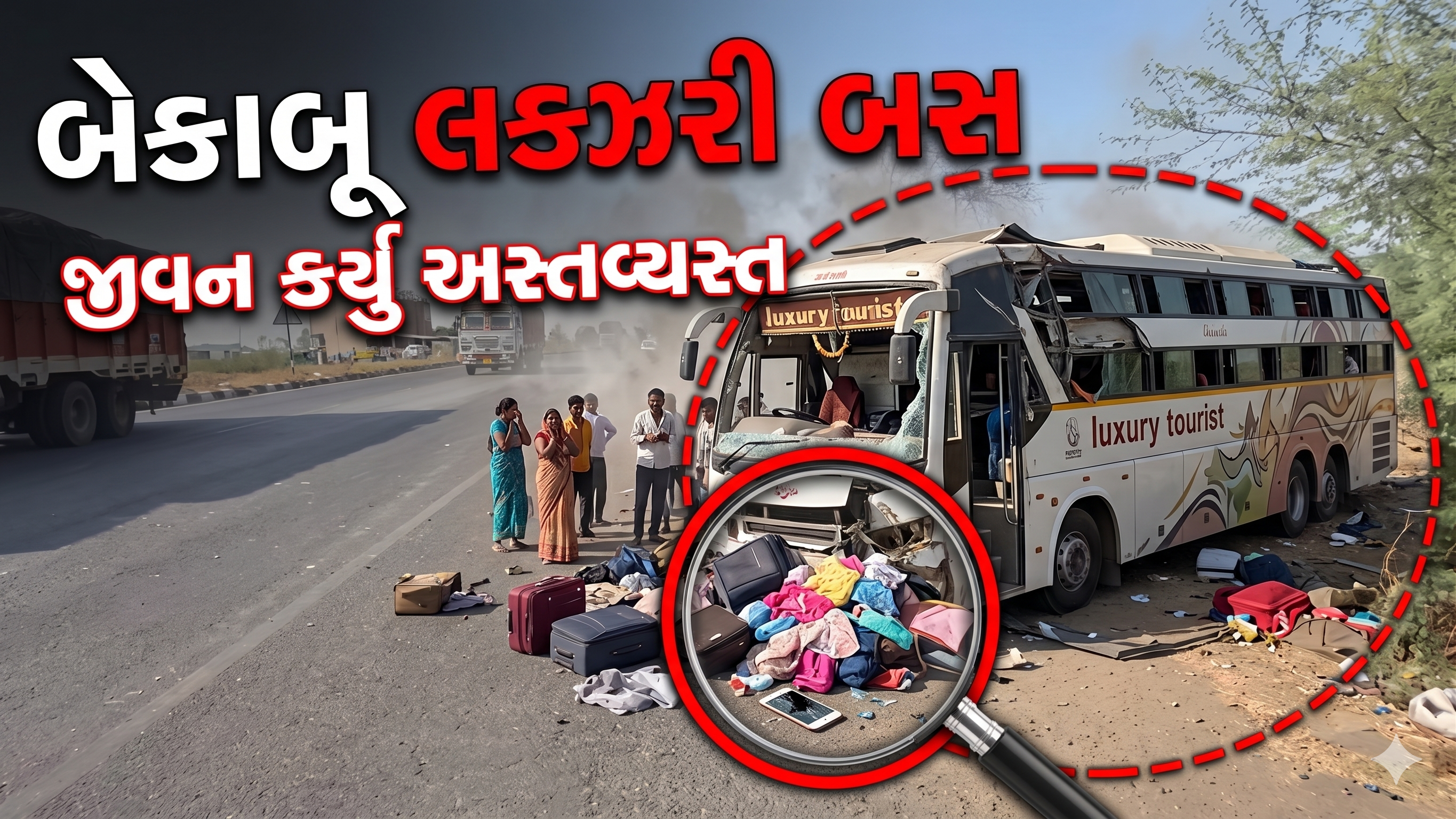luxury bus caused an accident on Mahesana