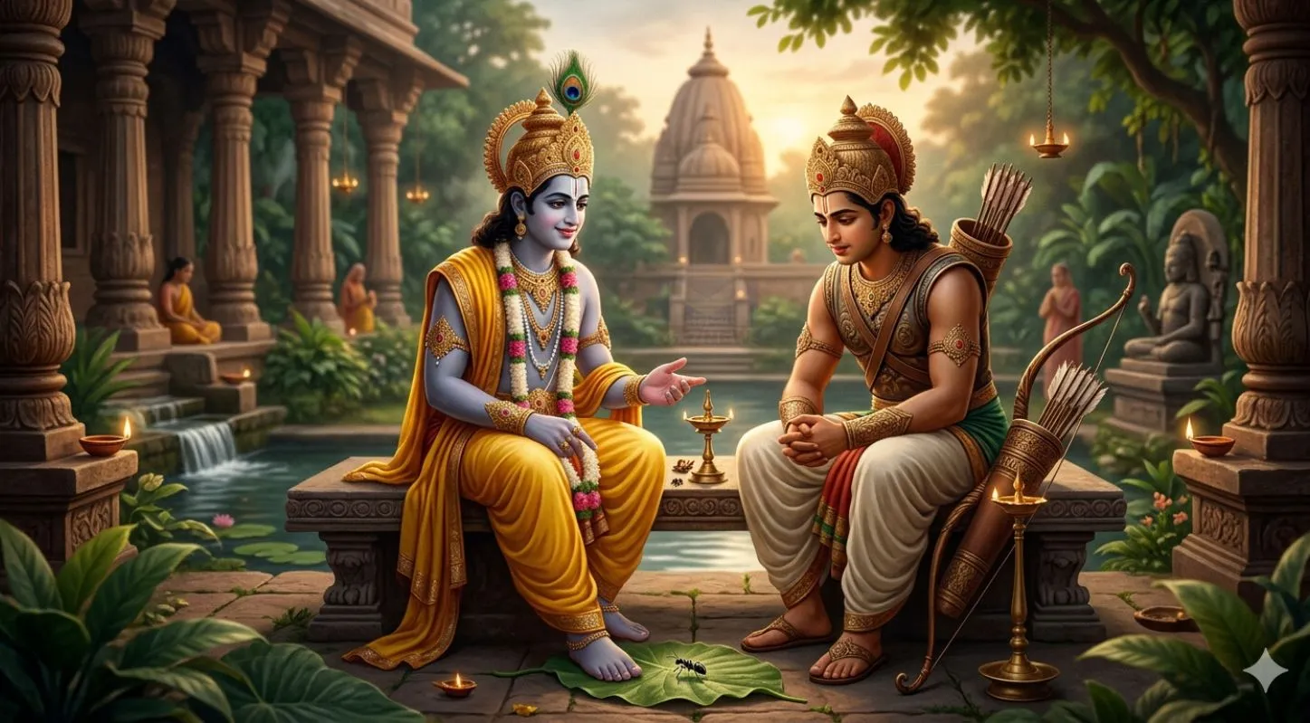 Mahabharat , દેવરાજ, કીડી, કથા, કૃષ્ણ-અર્જુન