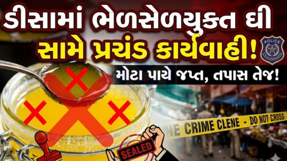 બનાસકાંઠા જિલ્લાના ડીસા શહેરમાં ફૂડ એન્ડ ડ્રગ્સ વિભાગે નકલી ઘી (Fake Ghee)ના કાળા કારોબાર સામે મોટી કાર્યવાહી હાથ ધરી છે