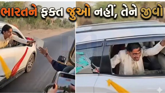 ઇટાલીની રહેવાસી મિરેલા ક્રિસ્ટીના મુરારિયુએ આ વીડિયો શેર કર્યો છે. વીડિયોમાં જોવા મળે છે કે ઇટાલિયન પ્રવાસીઓ (Italian Tourists) ખુલ્લી કારમાં મુસાફરી કરી રહ્યા છે