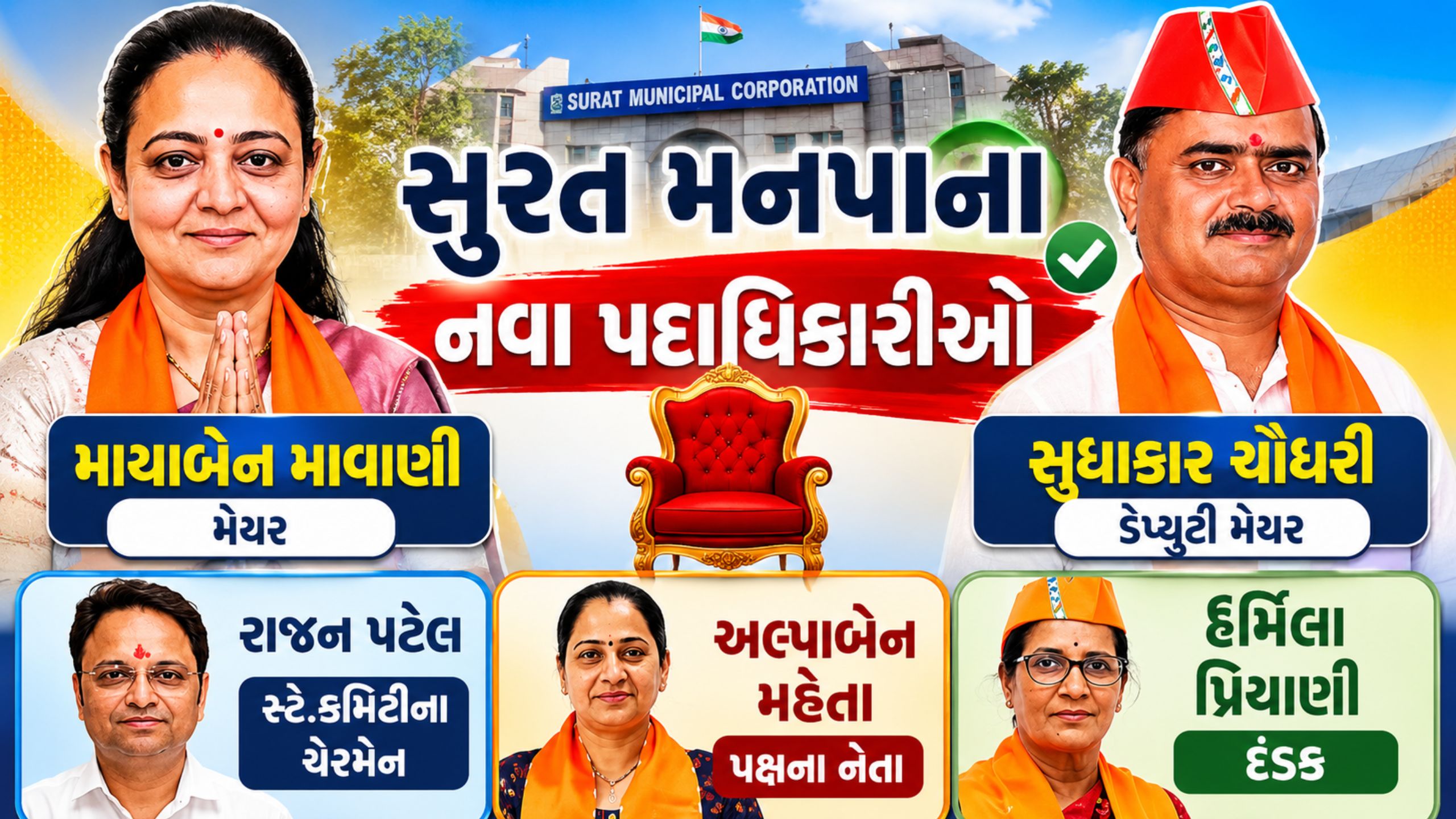 Surat Municipal Corporationમાં નવા મેયર-ડેપ્યુટી મેયરની જાહેરાત