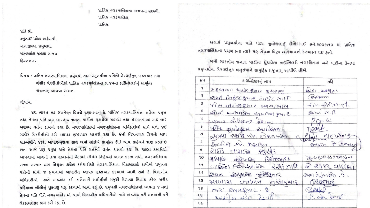 Prantij Municipalityમાં ભાજપમાં ભડકો