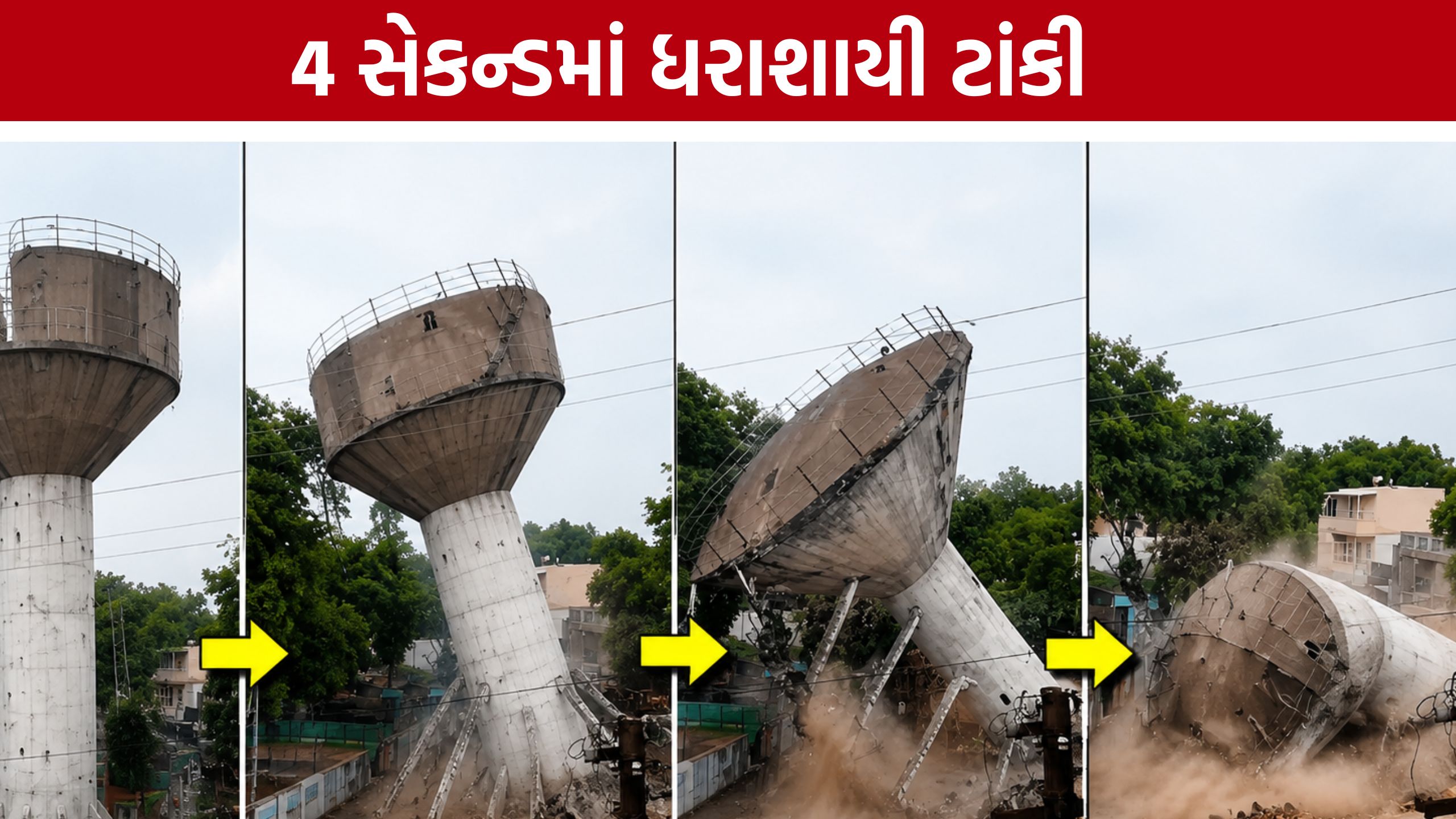 Vadodara Water Tank Demolition: જર્જરીત ટાંકી 4 સેકન્ડમાં ધૂળની ડમરીઓ સાથે જમીનદોસ્ત