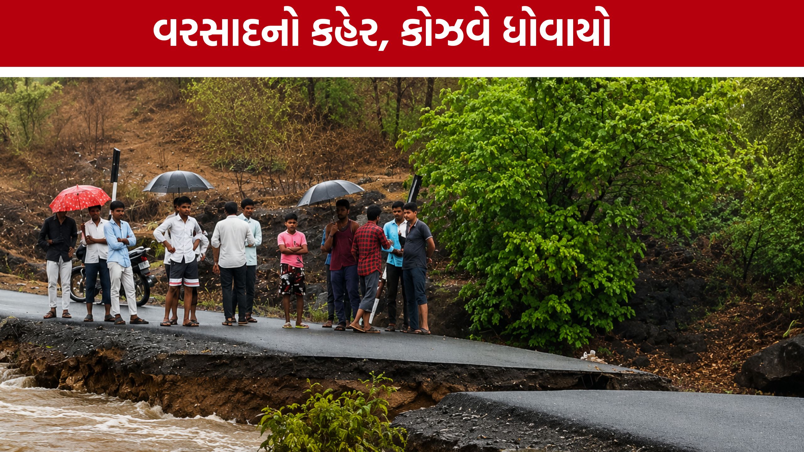 Vadodara Rain: કરડ નદીમાં ધસમસતા પ્રવાહે ધનતેજ-સધાપુરા માર્ગ ધોવાઈ ગયો