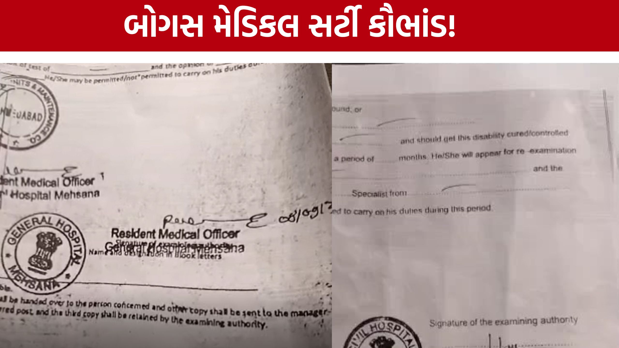 Fake Medical Certificate Scam: મહેસાણામાં નકલી મેડિકલ ફિટનેસ સર્ટી મામલે હડકંપ, ત્રણ બોગસ સિક્કા જપ્ત