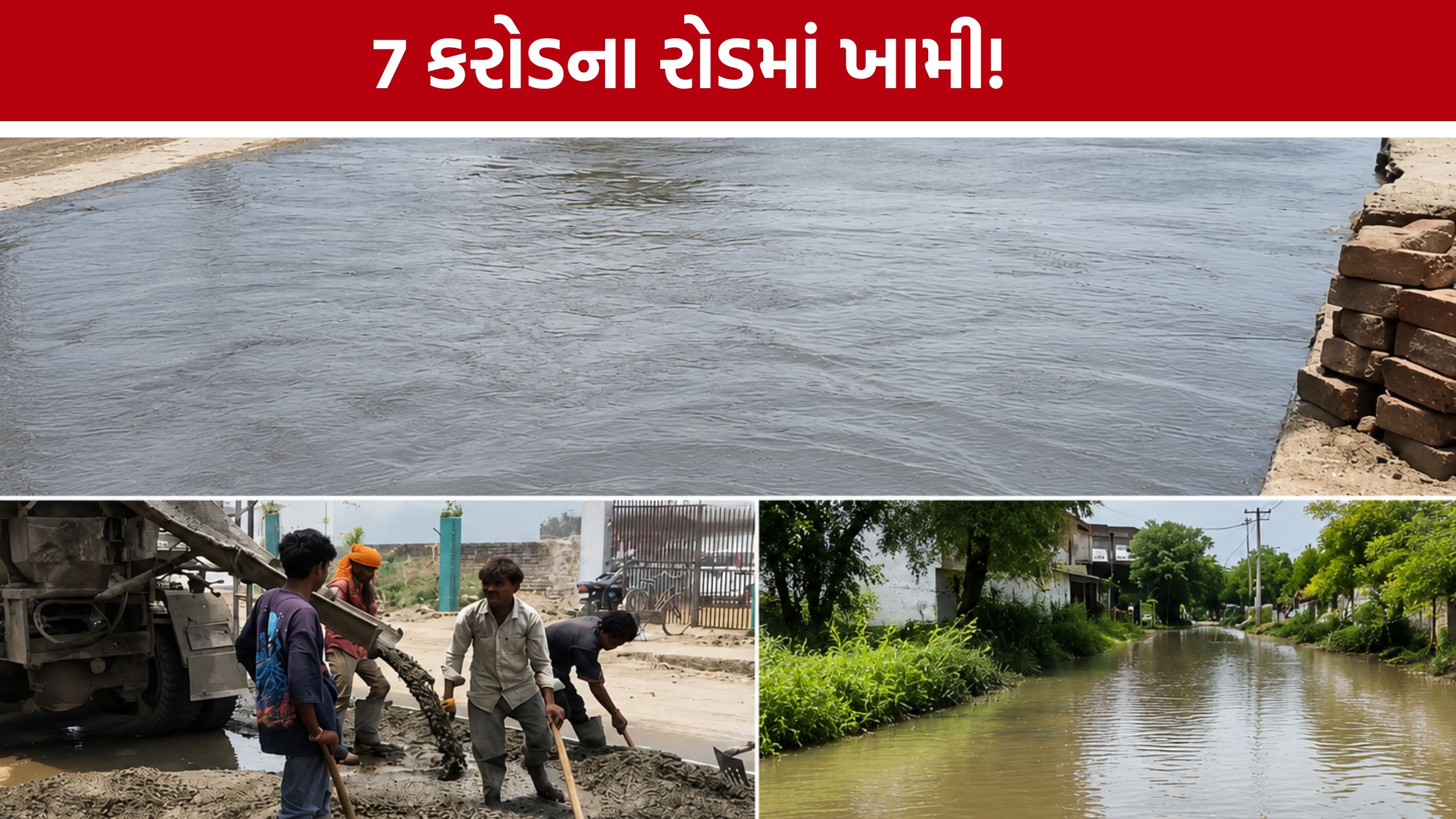 Patan Road Scam:ઢીંચણ સમા પાણીમાં બની રહ્યો રોડ, કોન્ટ્રાક્ટરની કામગીરી પર સવાલ