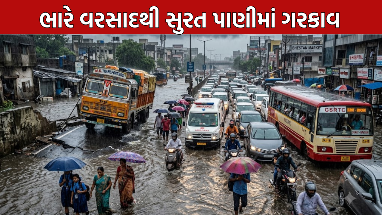 Surat Waterlogging: ધોધમાર વરસાદે મચાવી તબાહી
