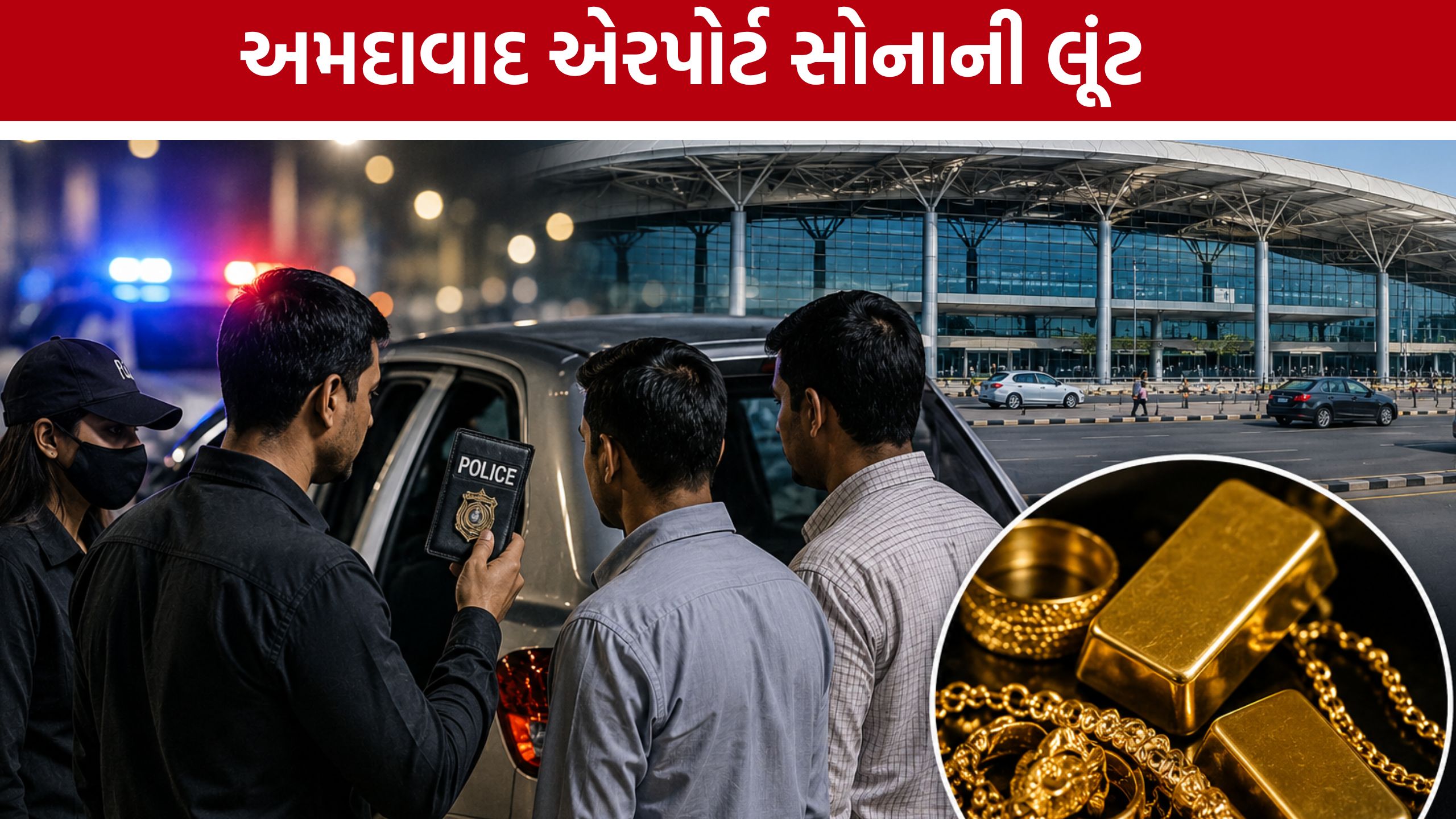 દુબઈથી મંગાવેલું 600 ગ્રામ સોનું Ahmedabad Airport બહાર લૂંટાયું