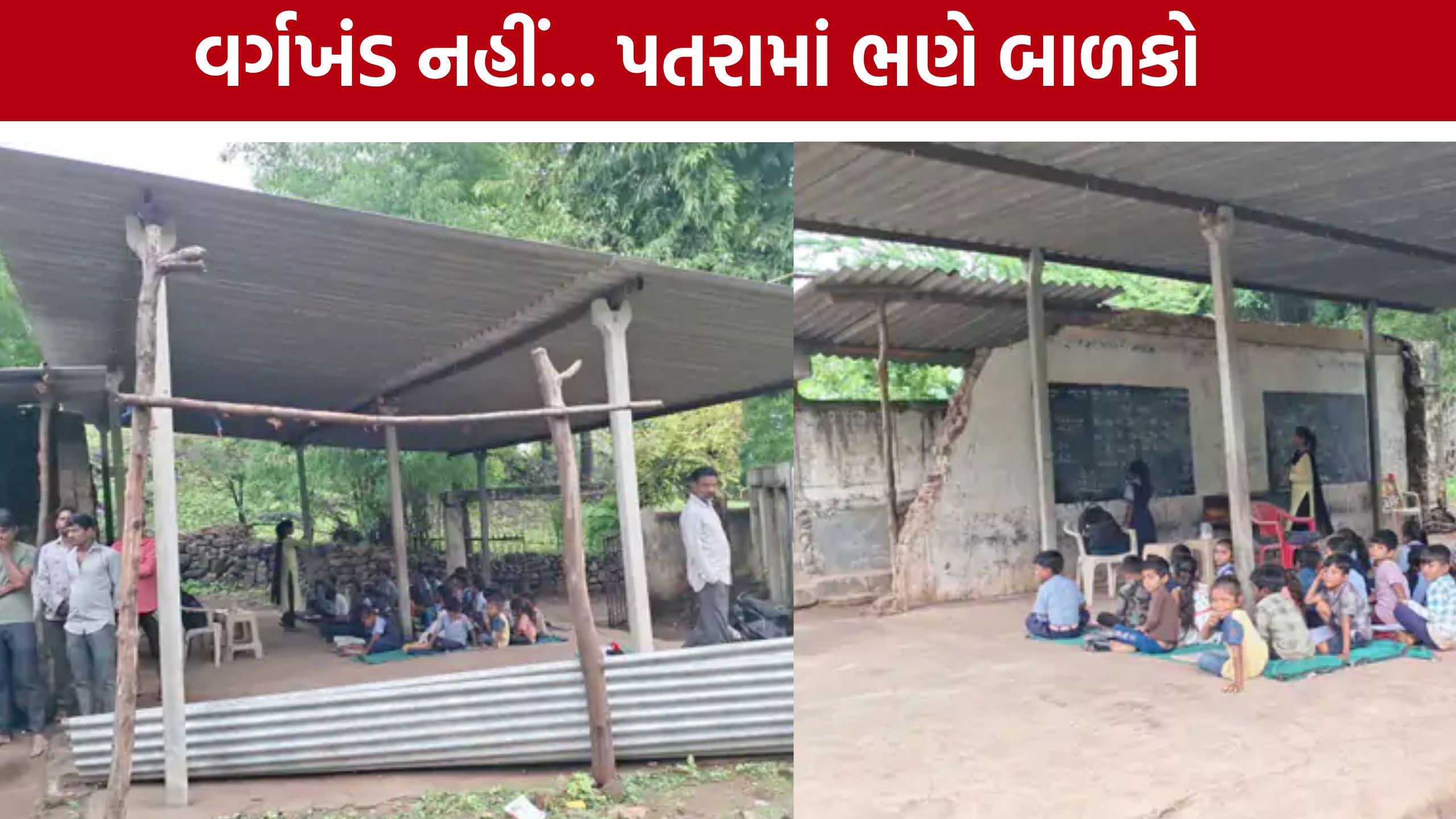 Saidivasan Primary School : વરસાદમાં ટપકતું શેડ, સાપ-કૂતરાનો ભય; છોટા ઉદેપુરની શાળાની વેદના