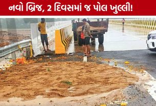Gandhinagar Sadra Aluva Bridge:ભારે વરસાદે ખોલી નવી રોડની પોલ, વાહન વ્યવહાર વન-વે કરાયો