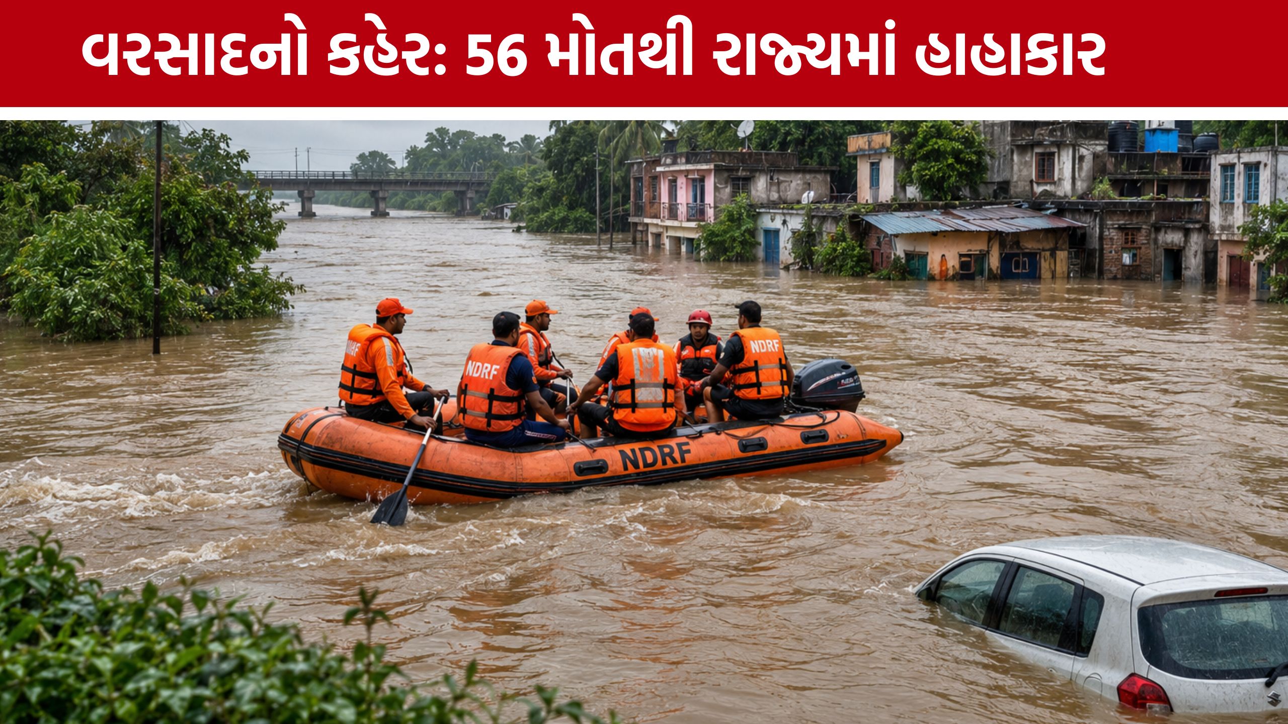 Gujarat Heavy Rain:ગુજરાતમાં વરસાદી આફત યથાવત, 56 લોકોના કરુણ મોત