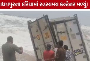 માધવપુર બીચ પર તરતું આવ્યું Mystery Container, લોકોના ટોળા ઉમટ્યા