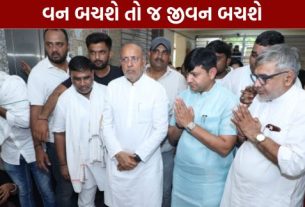 તાપી જિલ્લાના તાપ્તી રેન્જમાં વન સંપત્તિના રક્ષણ માટે ફરજ બજાવતાં, બહાદુરીપૂર્વક લાકડાની ચોરી રોકવા જતાં અકસ્માતમાં શહીદ (Martyr)થયેલા રેન્જ ફોરેસ્ટ ઓફિસર (RFO) સ્વ. વિકાસ દેસાઈને રાજ્યના વન અને પર્યાવરણ મંત્રી અર્જુન મોઢવાડિયાએ ભાવભીની શ્રદ્ધાંજલિ અર્પણ કરી હતી