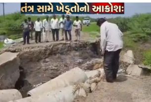 જૂનાગઢ (junagadh) જિલ્લાના વંથલી (Vanthali)તાલુકાના નાવડા ગામમાં ભારે વરસાદ બાદ તૂટી ગયેલા પુલ (Bridge Collapse)અને બિસ્માર રસ્તાના કારણે 58 જેટલા ખેડૂતોની વાવણી અટકી ગઈ છે