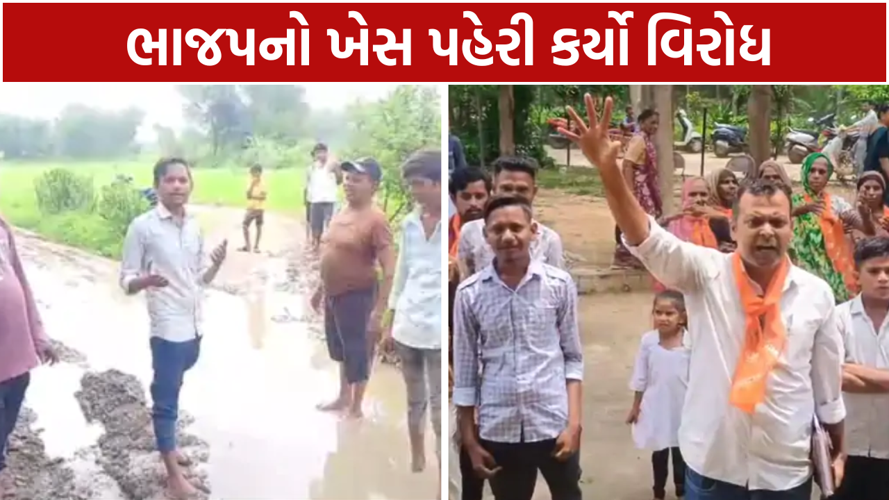 ભાજપનો ખેસ પહેરી કર્યો વિરોધ