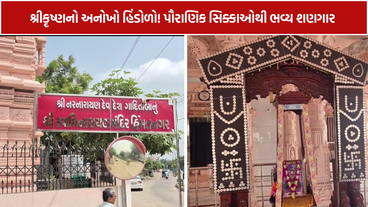 Krishna Hindola Darshan: હિંમતનગરમાં શ્રીકૃષ્ણનો UNIQUE હિંડોળો! 500+ પૌરાણિક સિક્કાઓથી ભવ્ય શણગાર