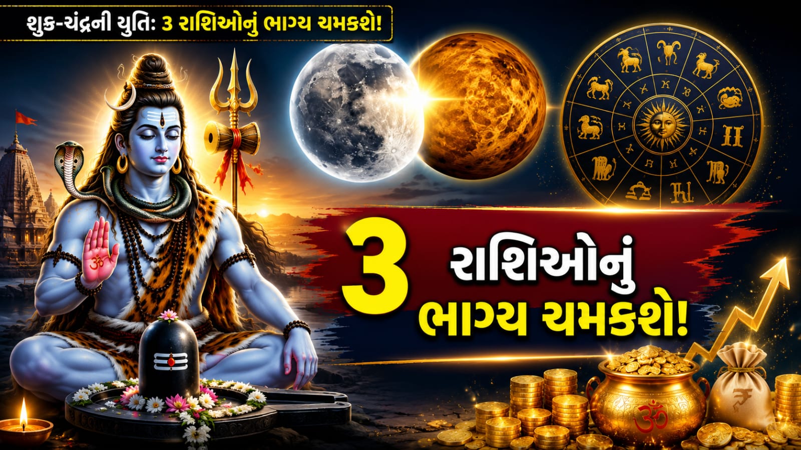 Shukra Chandra Yuti: સાવનના ત્રીજા સોમવારે 3 રાશિઓને લાભ