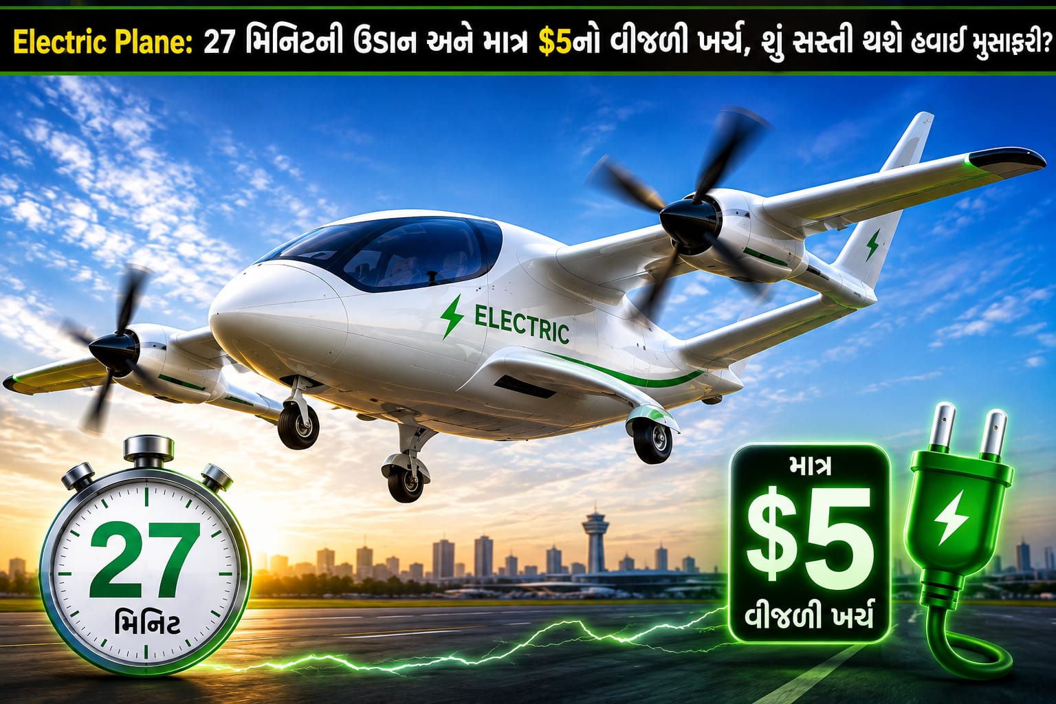 Electric Plane: 27 મિનિટની શાનદાર ઉડાન, ₹500થી ઓછો ખર્ચ!