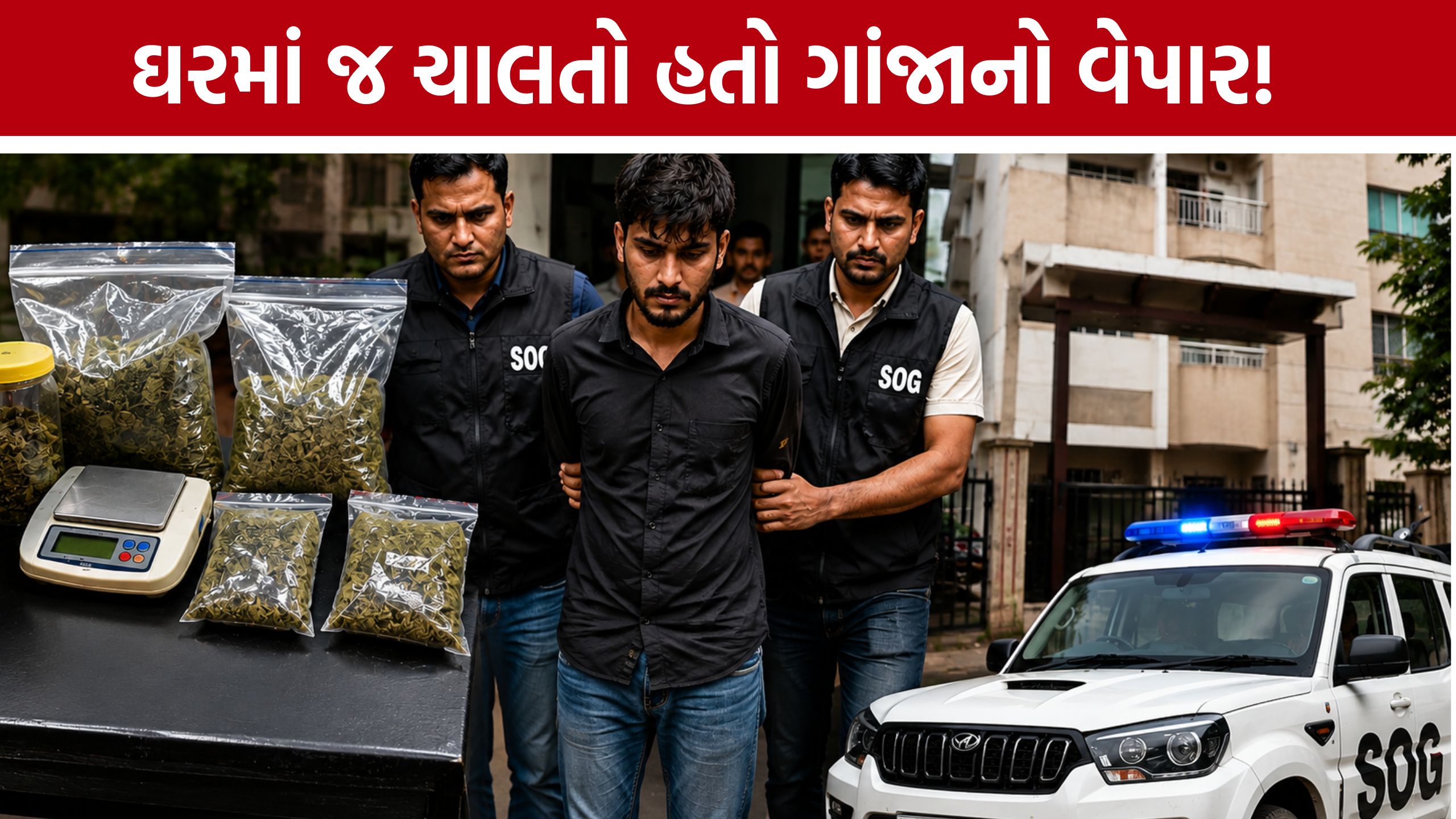 Krishnanagar Hybrid Ganja: મકાનમાં છુપાવ્યો હતો રૂ.24 લાખનો ગાંજો, SOGએ યુવકને ઝડપી પાડ્યો