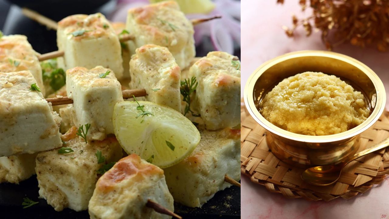 પનીર વાનગી અને દૂધનો હલવો
