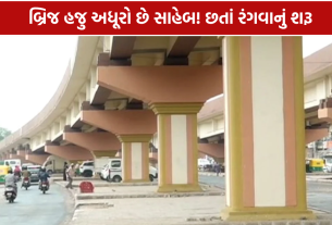 Naroda Patiya Bridge: બ્રિજ અધૂરો, પણ તૈયાર ભાગ પર કલરકામ શરૂ
