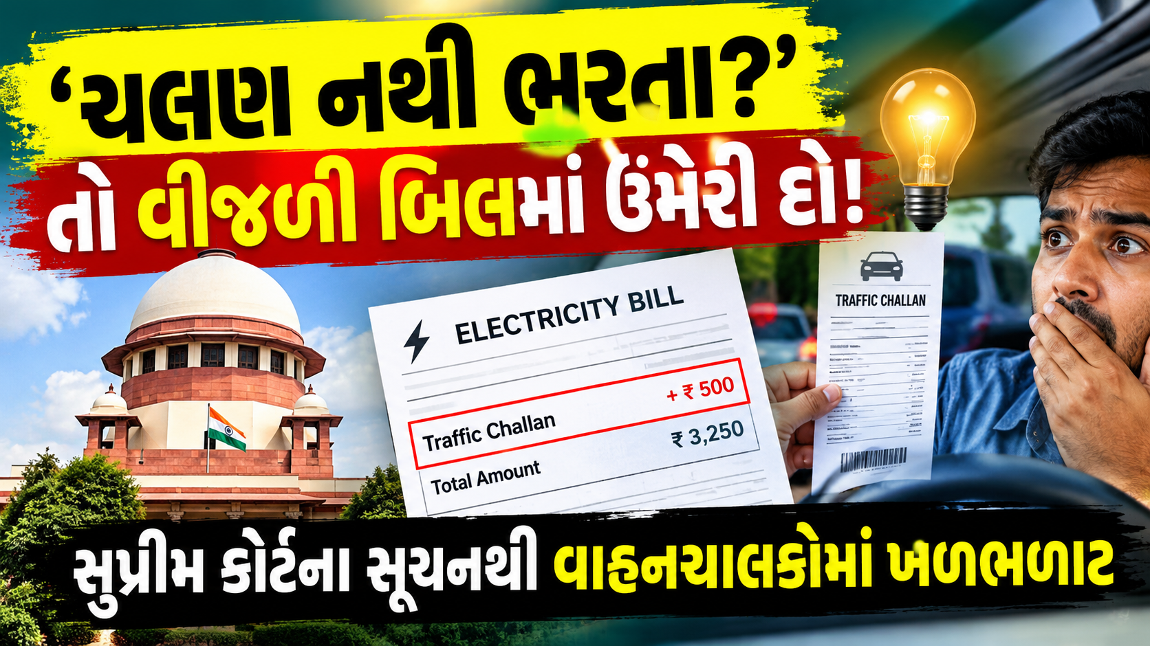 Traffic E-Challan: ઈ-મેમો નહીં ભરો તો વીજળી બિલમાં દંડ? સુપ્રીમ કોર્ટના 10 મોટા સૂચન