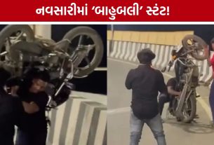 Bahubali Style Stunt: રીલના ચક્કરમાં જોખમી સ્ટંટ, નવસારીના ઓવરબ્રિજનો વીડિયો વાયરલ