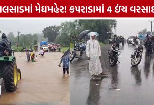 Valsad Rain: કપરાડામાં મેઘરાજાની ધમાકેદાર બેટિંગ, 103 મીમી વરસાદથી રસ્તાઓ પર પાણી