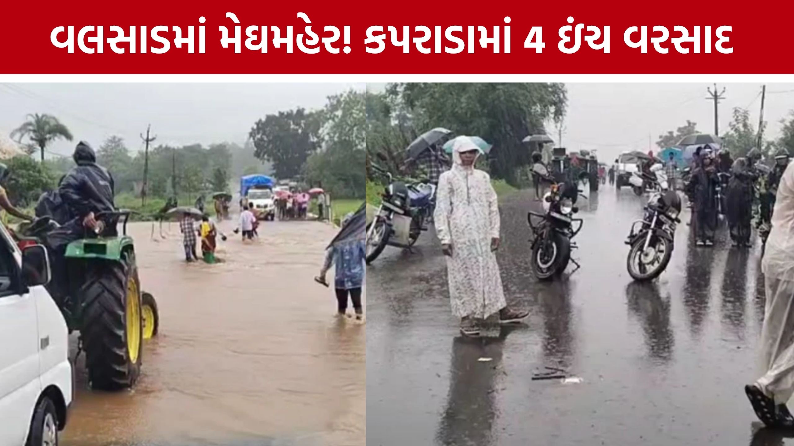 Valsad Rain: કપરાડામાં મેઘરાજાની ધમાકેદાર બેટિંગ, 103 મીમી વરસાદથી રસ્તાઓ પર પાણી