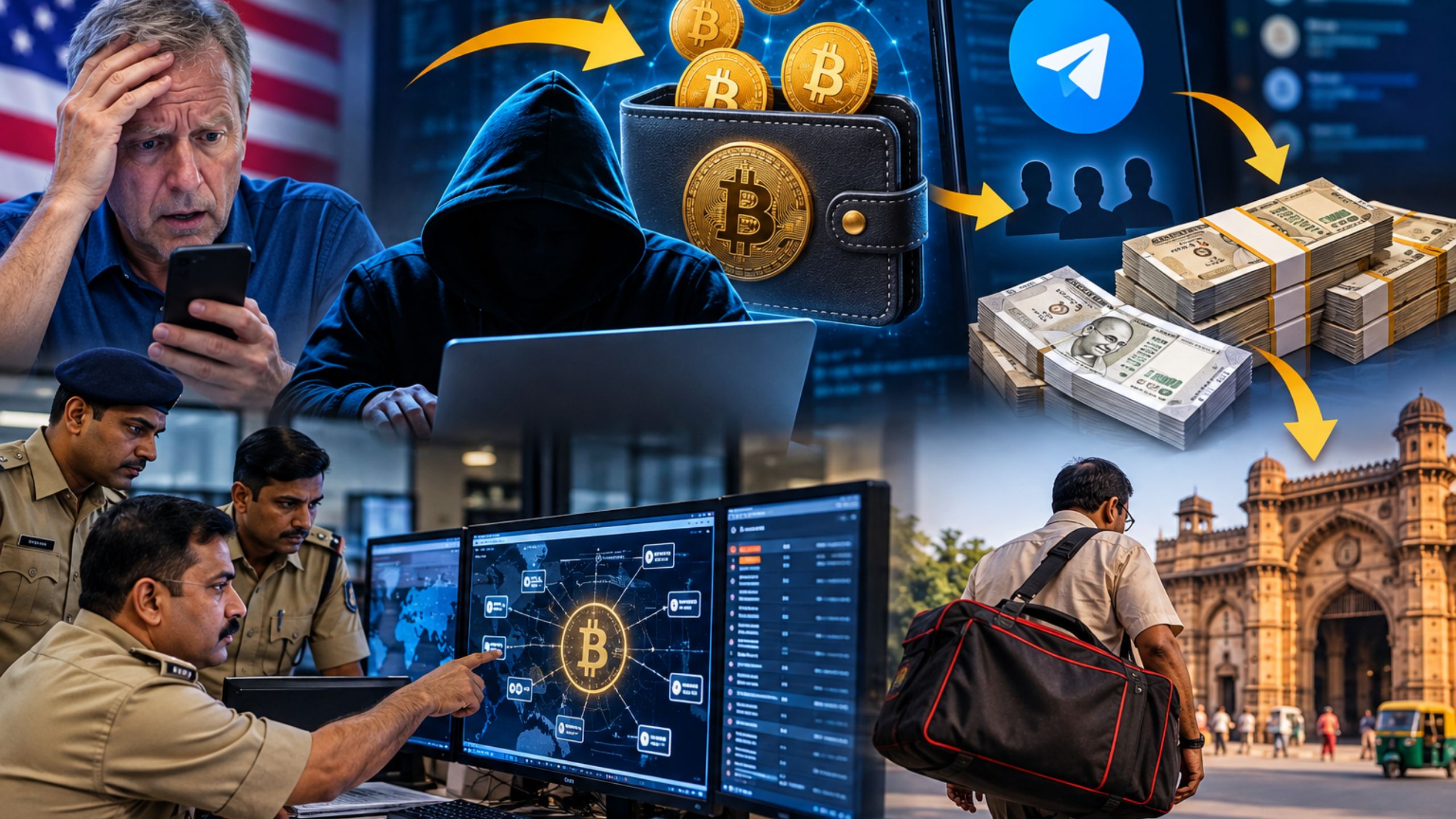 અમેરિકાની ઠગાઈની રકમનું કનેક્શન Bitcoin-ટેલિગ્રામથી આંગડિયા સુધી