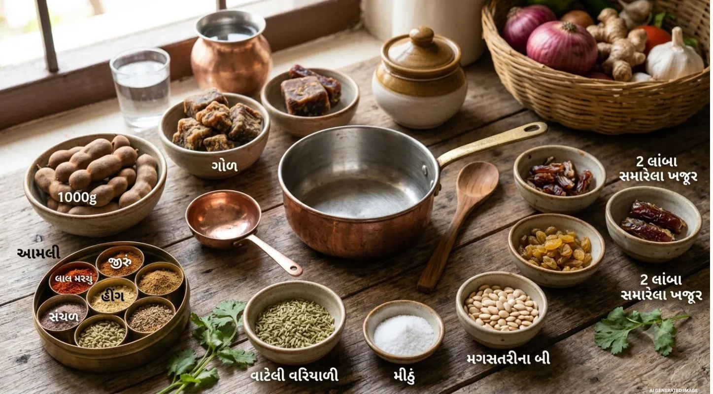 આમલીની ચટણી બનાવવા માટેની સામગ્રી