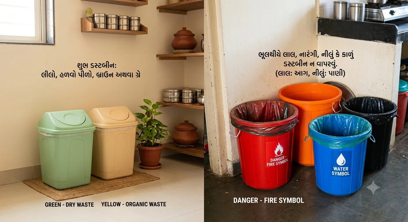 ડસ્ટબીનનો યોગ્ય રંગ અને આકાર