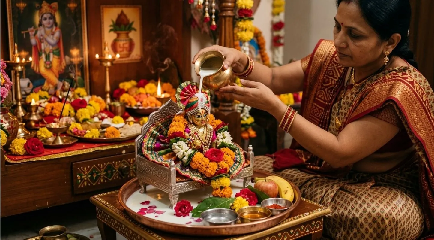 ભગવાનને પંચામૃત વડે સ્નાન
