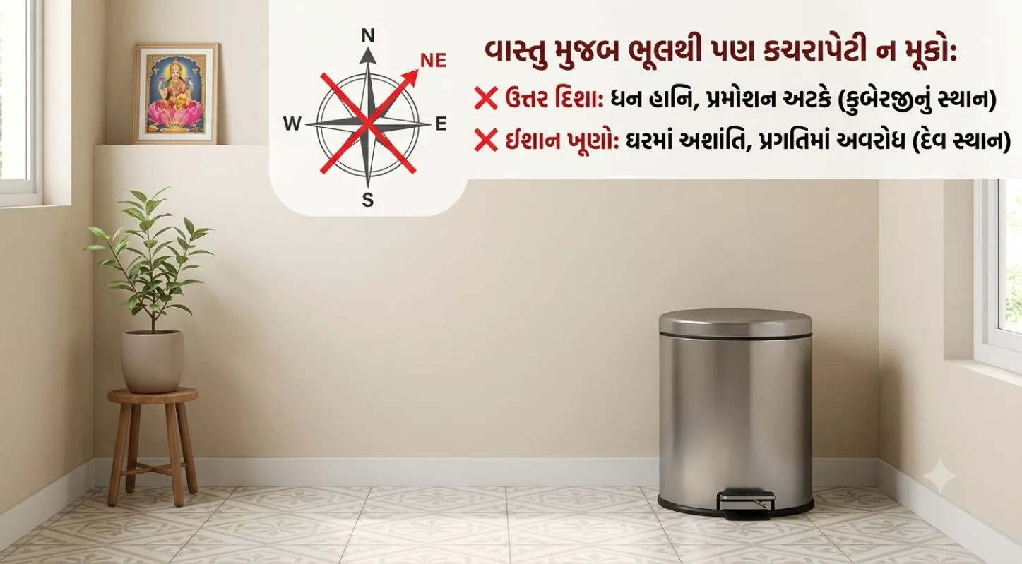 ભૂલથીયે કચરાપેટીને આ દિશાઓમાં ન મૂકવી