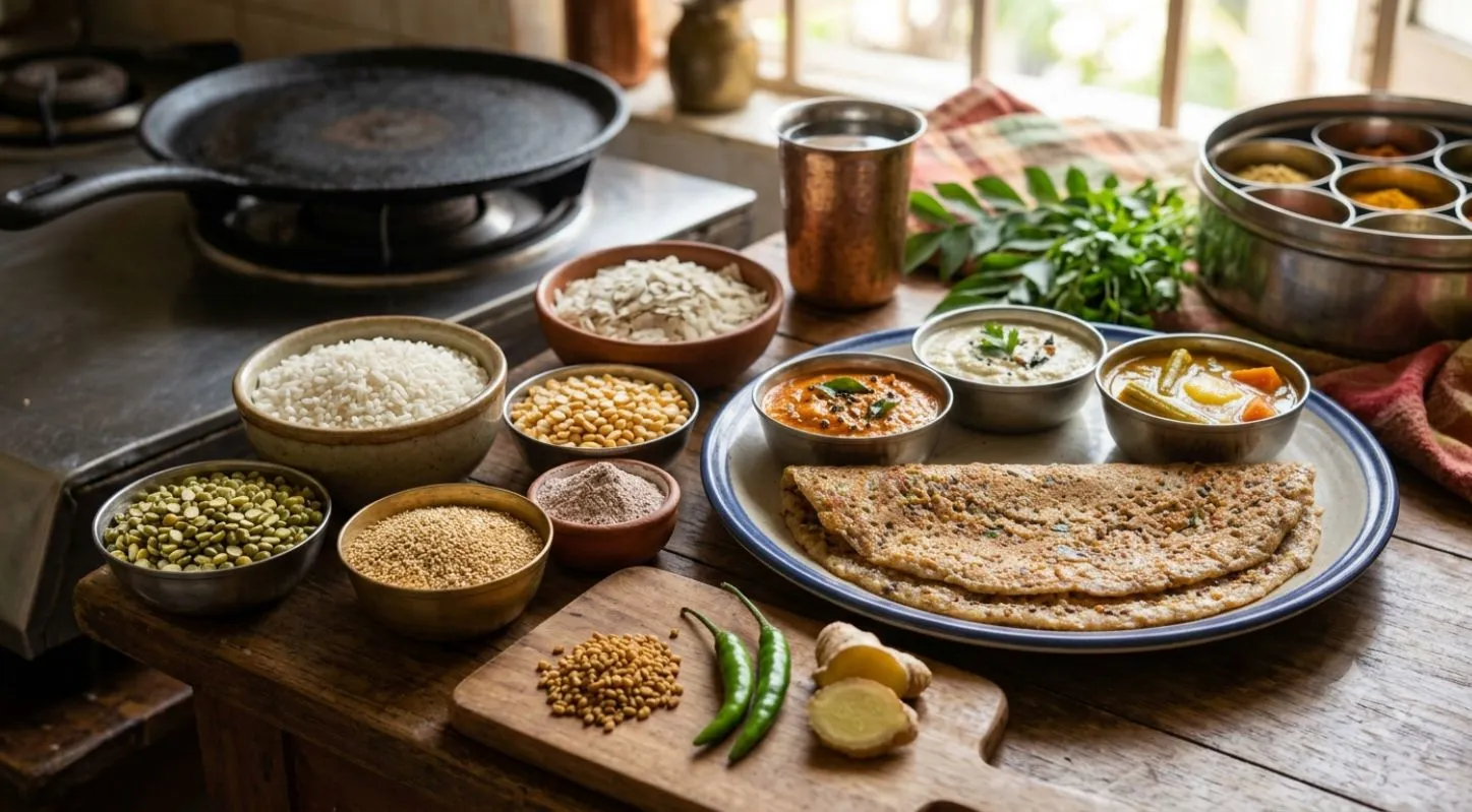 મલ્ટીગ્રેઈન ઢોંસાની સામગ્રી