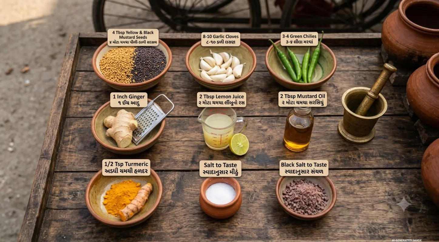 સરસવની ચટણી બનાવવા માટેની સામગ્રી